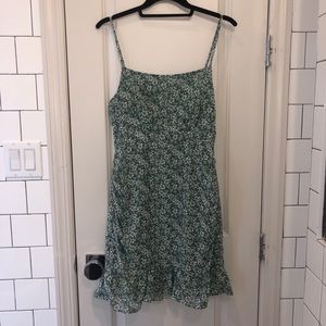 NASTY GAL Green Floral Dress